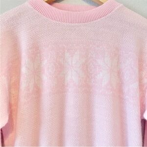 Vintage Pinwheels Pink Snowflake Sweater Winter Holiday New Year Christmas